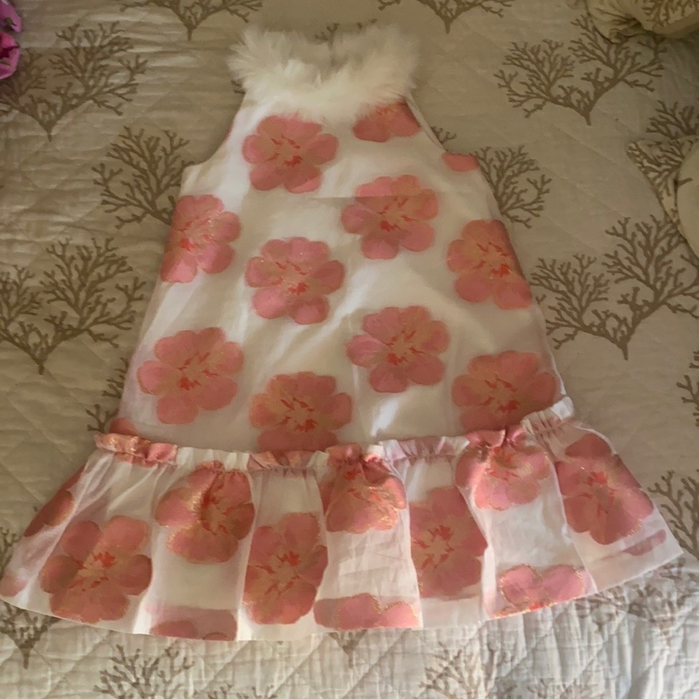 Janie and Jack party girls pink and white floral dress. Size 6 shift.
